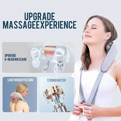 3D Kneading Neck Massager with Heat - Multi-Function Therapy for Shoulder, Back & Cervical Muscle Relaxation Good Vibrations