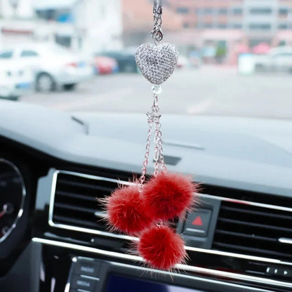 Fashion Diamond Car Accessorie Bling Hairball Pendant Auto Rearview Mirror Pendant Birthday Gift Auto Decoraction Ornaments Good Vibrations