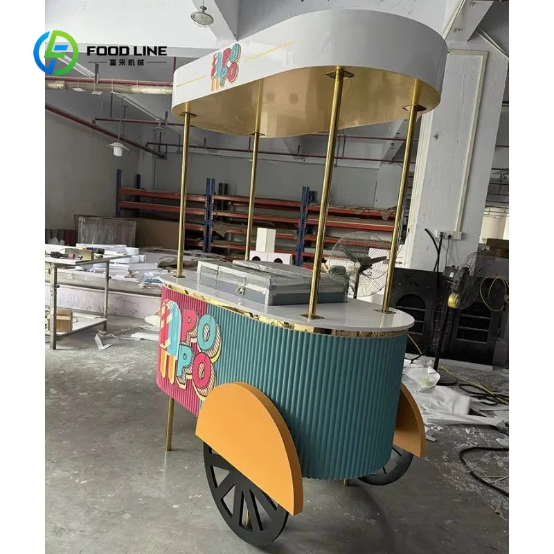 Customized Wedding Party Decorations Candy Cart and Flower Dessert Ice Cream Candy Cart for Children Kids Party Decor Good Vibrations