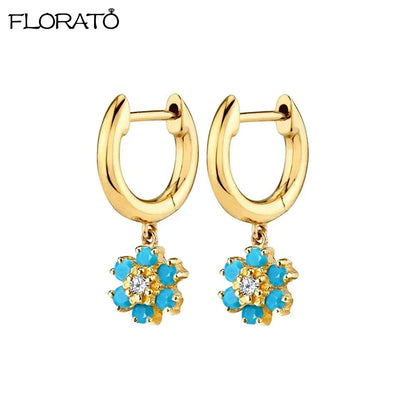 925 Sterling Silver Needle Summer Blue Earrings Trend 18K Gold Hoop Earrings for Women Fashion Puncture Jewelry Ear Accessories Good Vibrations