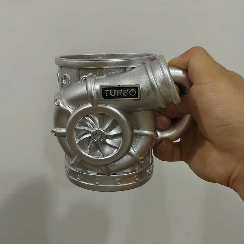 Strange 3d Turbocharger Engine Resin Coffee Mug Rare Cyberpunk Mechanical Style Home Office Picnic Cup Drinkware Father Men Gift Good Vibrations
