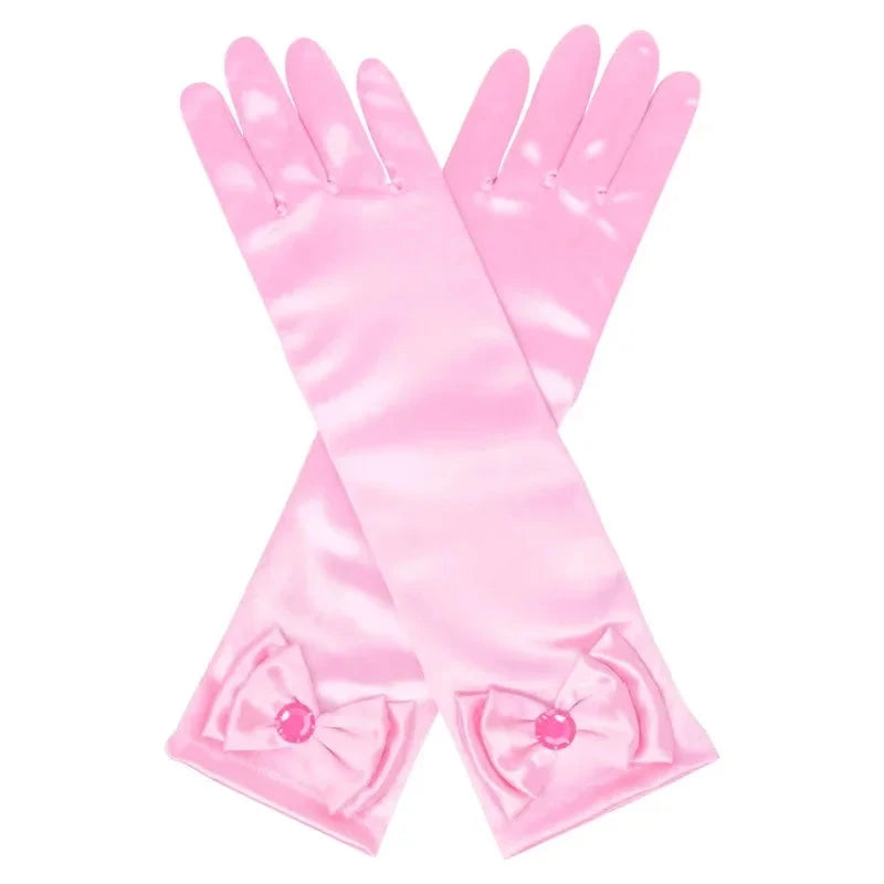 Halloween Pink Princess Cosplay Accessories Girls Crown Wand Neacklace Bag Gloves Accessory Sets For Children Birthday Gifts Good Vibrations