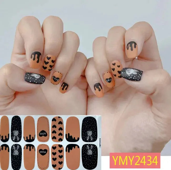 Halloween Nail Stickers Full Cover Adhesive  Nail Polish Wraps Blood Pumpkin Ghost Nail Decals DIY Festival Nail Patch Decors Good Vibrations
