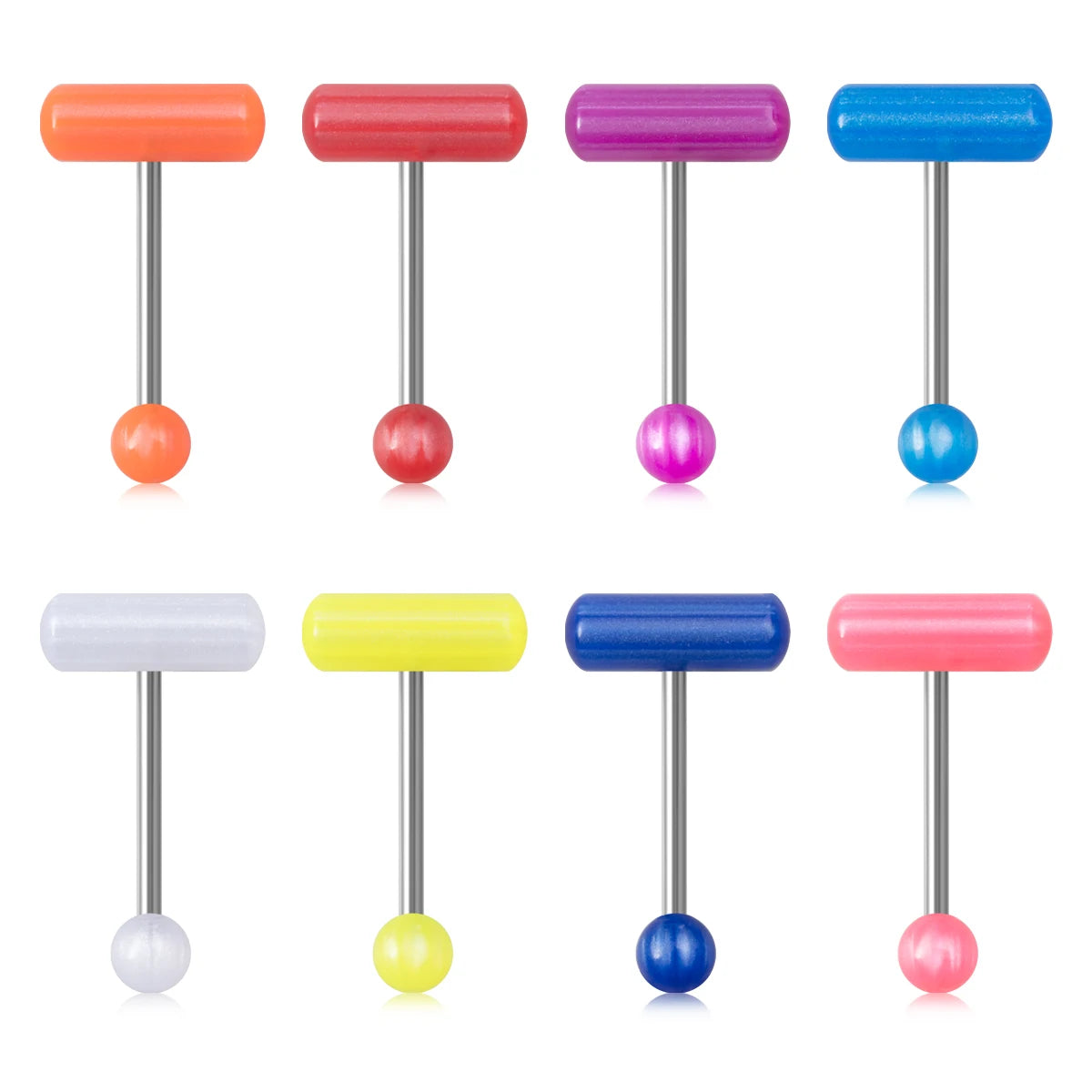 1-10 Pieces Colorful Capsule Tongue Rings Acrylic Pill Tongue Piercing Jewelry Women Surgical Steel Tongue Ring Bars Barbell 14G Good Vibrations