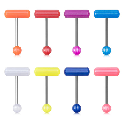 1-10 Pieces Colorful Capsule Tongue Rings Acrylic Pill Tongue Piercing Jewelry Women Surgical Steel Tongue Ring Bars Barbell 14G Good Vibrations