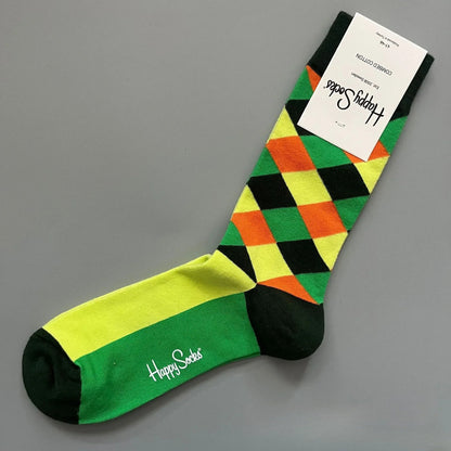 Cotton Happy Socks Men's Classic Crew Sock Shoe Size 10 - 13 Soft Good Vibrations