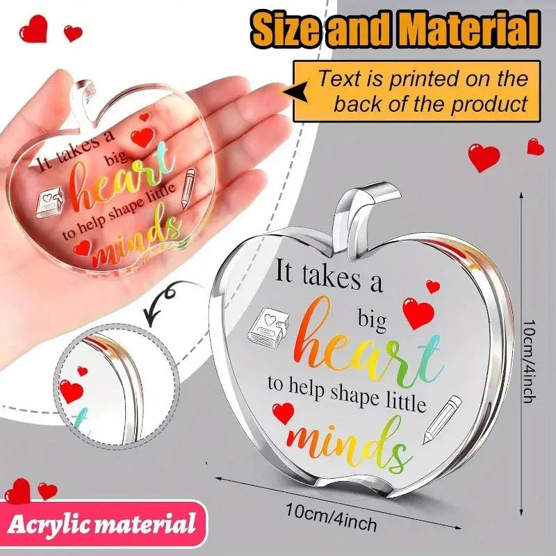 Teacher Keepsake Set: 2 pieces, acrylic – women's thank you/retirement gifts, desk decor, paperweight. Good Vibrations