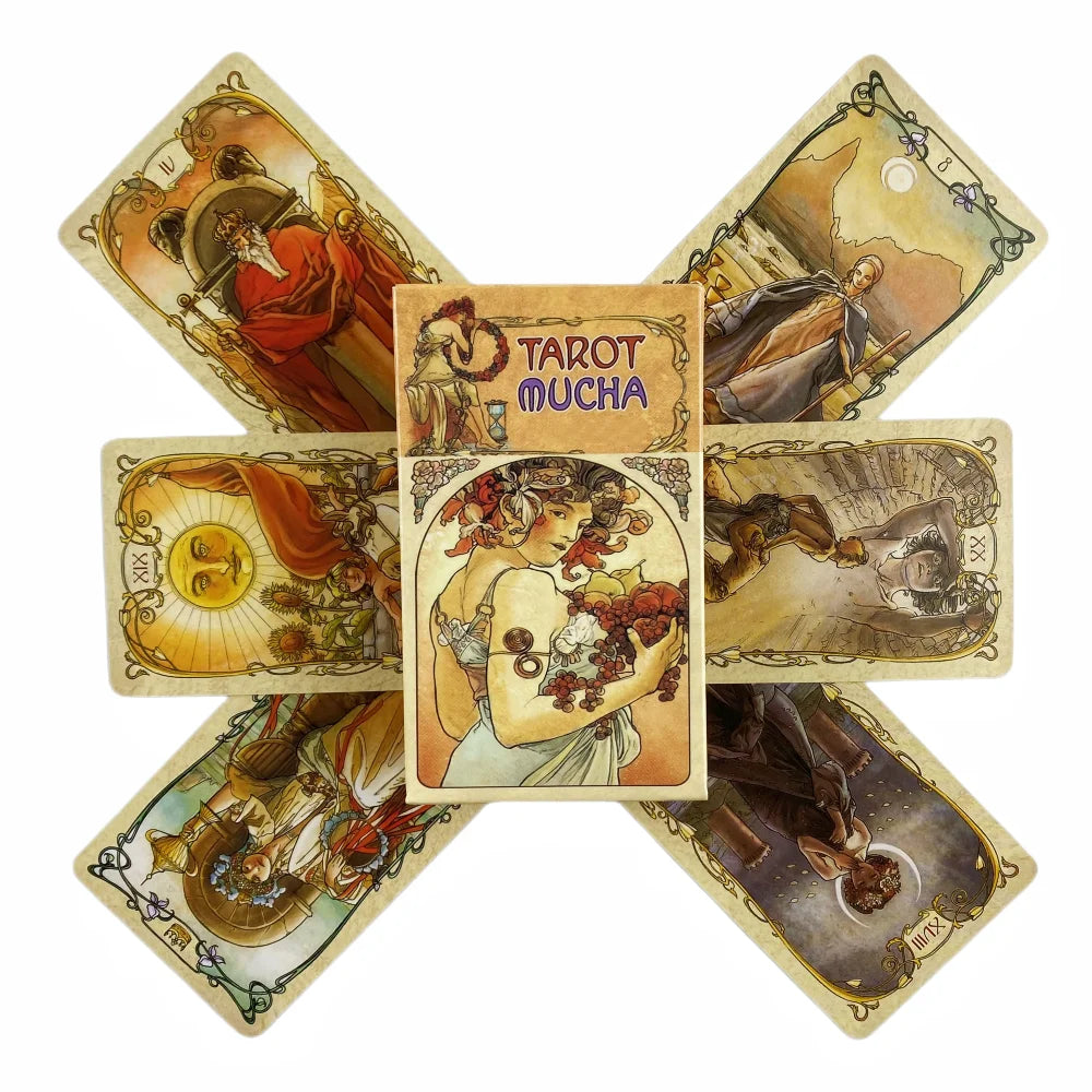 Tarot Mucha Cards Tarot Deck Card Game Toy Tarot Divination Card Game Board Guidance Divination Good Vibrations