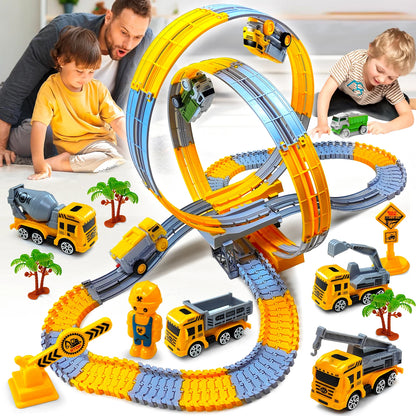 Electric Dinosaur Track Train for Kids - Magic Climbing Engineering Car Puzzle Toy Anti-Gravity Boys Gift Good Vibrations