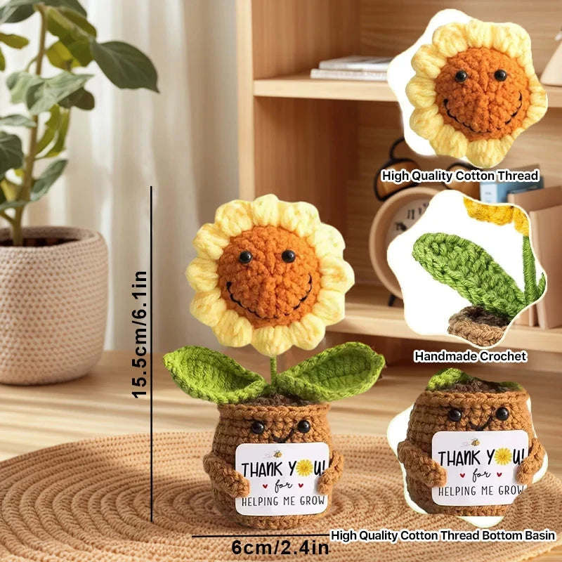 Positive Energy Duck Doll Hug Pocket Mini Handmade Plush Wool Knitting Dolls Funny Emotional Support Crochet Gift for Birthday Good Vibrations