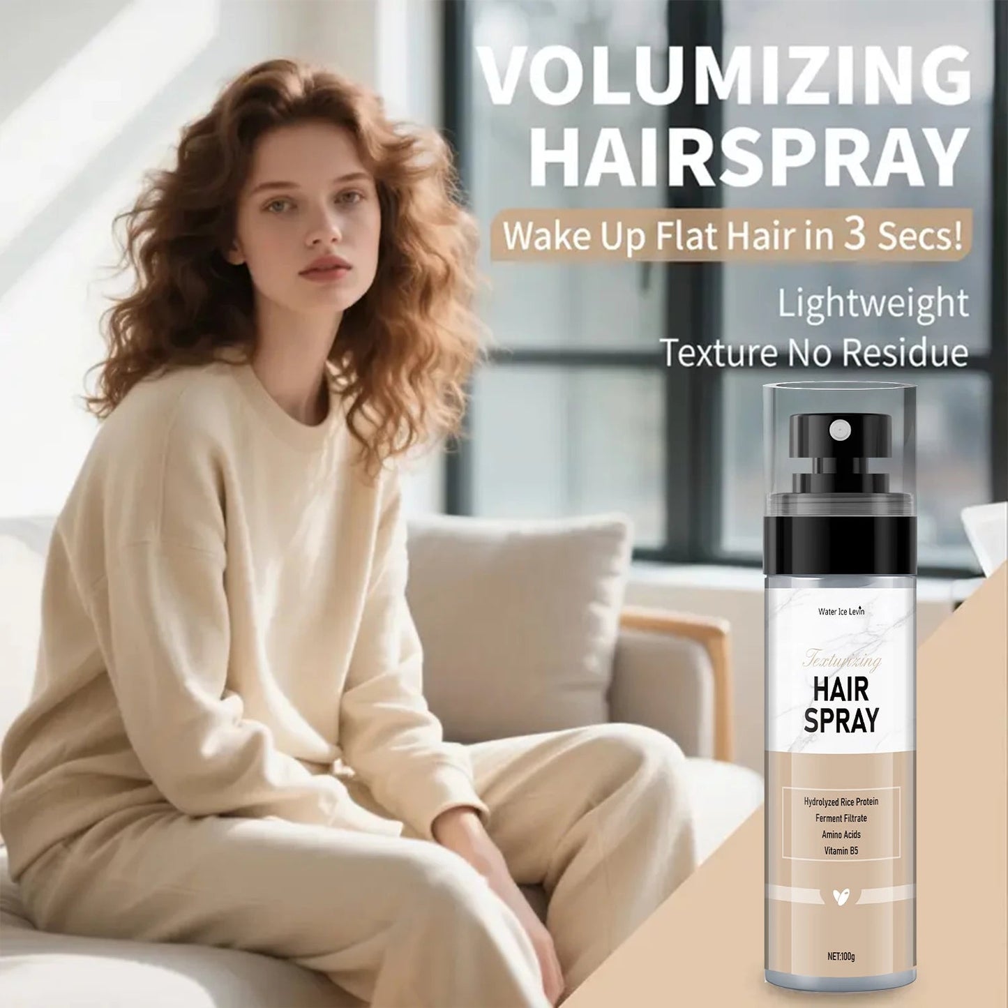 Texturizing Hair Spray - Contains Rice Protein, Moisturizing and Repairing Care, Amino Acids, Vitamin B5, Winter Hair Care Good Vibrations