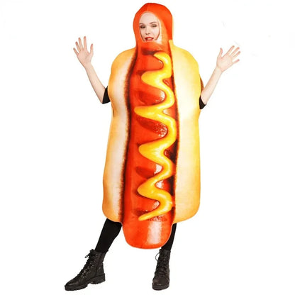 High Quality Couple Costume Halloween Funny Hot Dog Onesie Adult Hot Dog Cosplay Costumes Stage Show Hot Dog Costumes # 1 # W. Good Vibrations