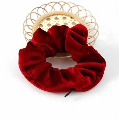 Portable ⁣Hidden Safe Sight Secret Hair Tie Storage Case Hair Scrunchie With Zipper Hide Key Cash jewelry For Travel Outdoor Good Vibrations