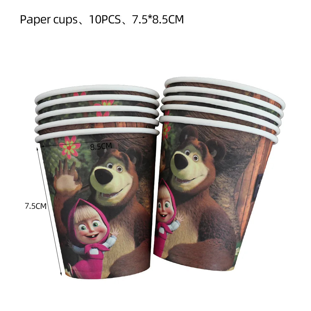 Girl and the Bear Birthday Decorations Disposable Tableware Tablecloth Cup Plate Napkin Balloons Baby Shower kids Party Favors Good Vibrations