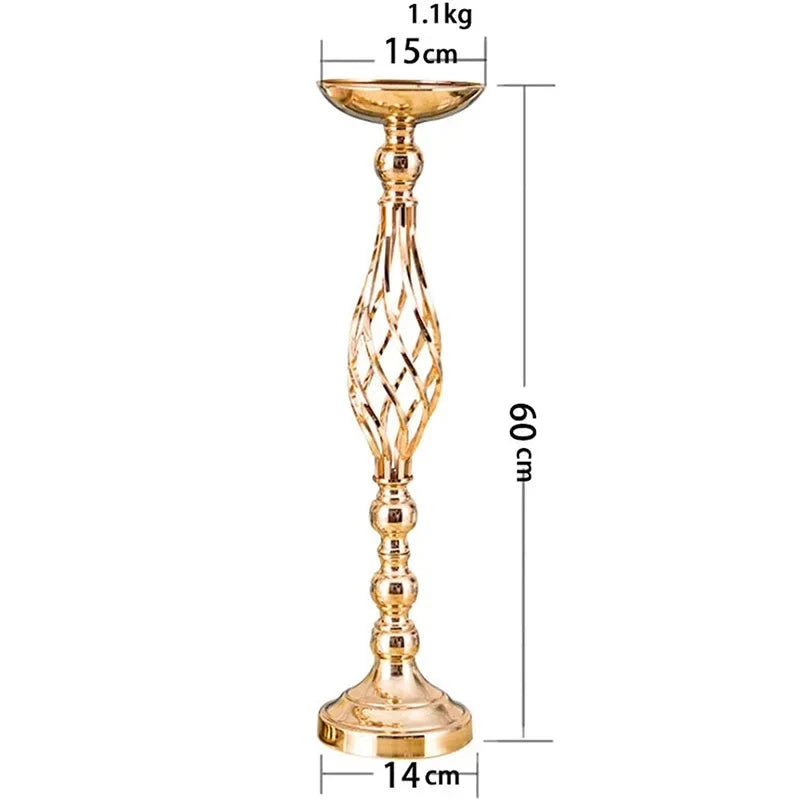 Table Candle Holder Decoration: Golden Iron Art Vase, Twisted Road Candlestick for Wedding Flowers, Wedding Props Good Vibrations
