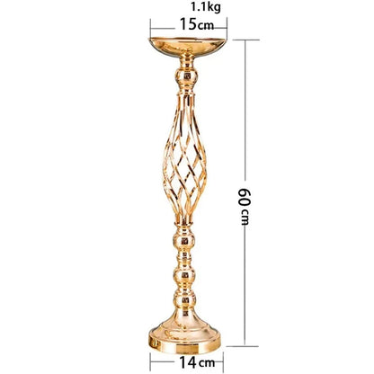 Table Candle Holder Decoration: Golden Iron Art Vase, Twisted Road Candlestick for Wedding Flowers, Wedding Props Good Vibrations