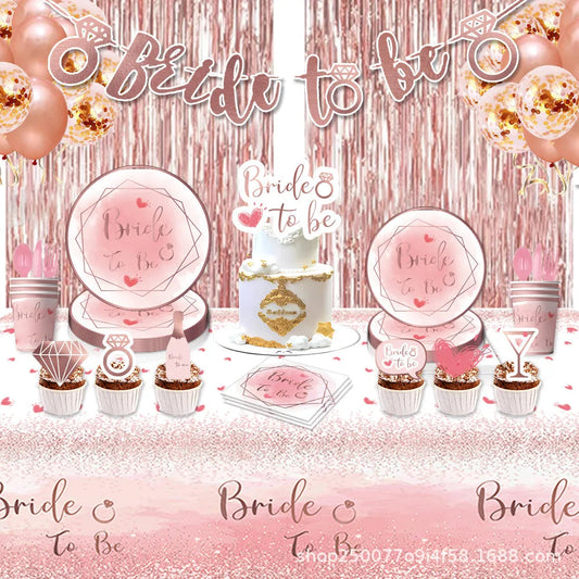 Bachelorette Party Team Bride To Be Tableware Cups Plate Bridal Shower Gift Bride to be Hen Wedding Decorations Adult Supplies Good Vibrations
