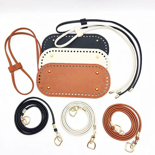 3Pcs DIY Purse Making Kit with Chain PU Leather Bucket Bag Base & Shoulder Strap Crochet Handbag Accessories ﻿ Good Vibrations