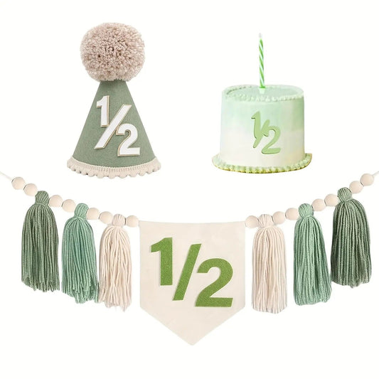 Half-Year Birthday Party Decoration Set, Available in Four Colors, Bohemian-Style Tassel Garland for First Birthday Celebrations Good Vibrations