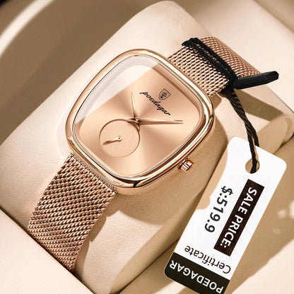 POEDAGAR Luxury Fashion Elegant Ladies Watch Waterproof Watch for Woman Mesh Stainless Steel Quartz Women's Watches Female Reloj Good Vibrations
