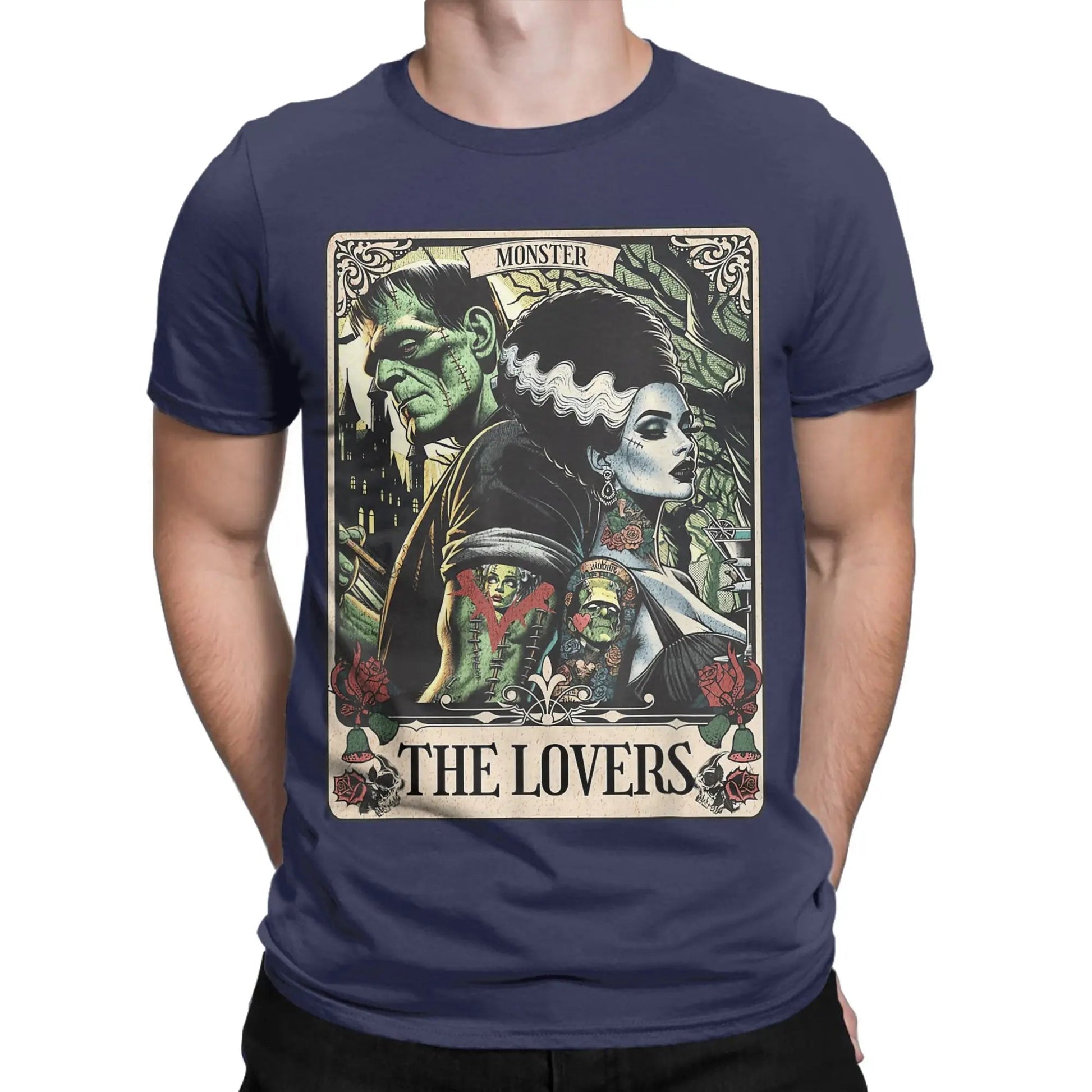 The Monster Frankenstein And Bride Men's T Shirt  Humorous Tees Short Sleeve Crew Neck T-Shirt Pure Cotton Party Clothing Good Vibrations