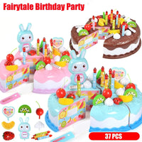 Kids Toy Simulation DIY Birthday Cake Model Kitchen Pretend Play House Cutting Fruit Food Toy for Toddler Children Gift Boy Girl Good Vibrations