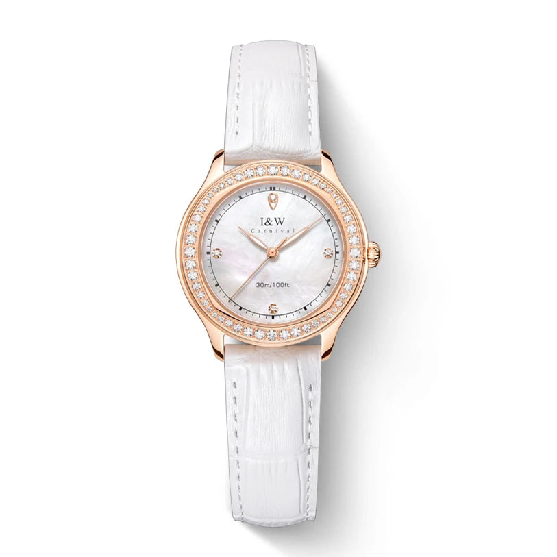 Relogio Feminino IW Fashion Diamonds Watches for Woman Sapphire Leather Luminous Waterproof Switzerland Made Quartz Watches 2025 Good Vibrations