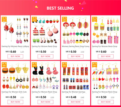 Earrings For Women Girls Cute Foods Hamburg Pizza Chicken Leg Candy Bottle Handmade Candy Kids Funny Resin Good Vibrations Adult Super Store