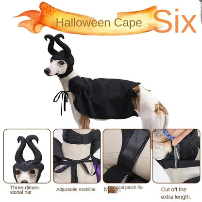 Halloween Witch-Shaped Costume cat Purple Vampire Cape Puppy Wizard Devil Horns Hat Pet Holiday Outfit for Small Middle-Sized Do Good Vibrations
