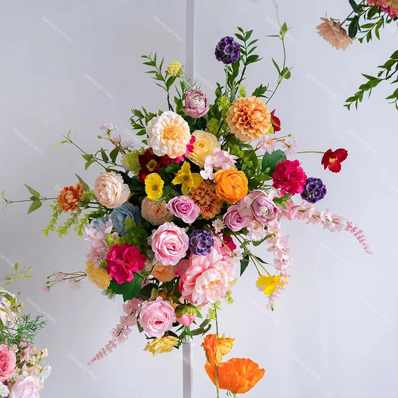 Wedding Decoration Outdor Artificial Flowers Decor Hanging Flower Row Road Leading Floor Flower Row Flower Ball Floral Backdrop Good Vibrations