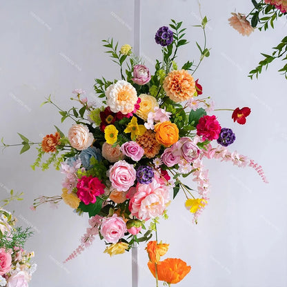 Wedding Decoration Outdor Artificial Flowers Decor Hanging Flower Row Road Leading Floor Flower Row Flower Ball Floral Backdrop Good Vibrations