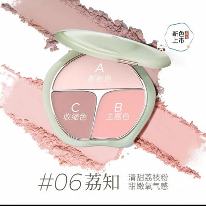 TIMAGE 3 Color Blush Palette Plump Cheeks Natural Contour with Pink Purple Apricot Shades Makeup 13g Good Vibrations