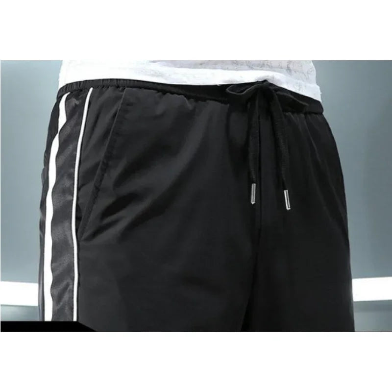 Spring Summer Harajuku Elastic Waist Quick Drying Stripe Casual Baggy Sport Running Work Trousers Man Casual Jogger Sweatpants Good Vibrations
