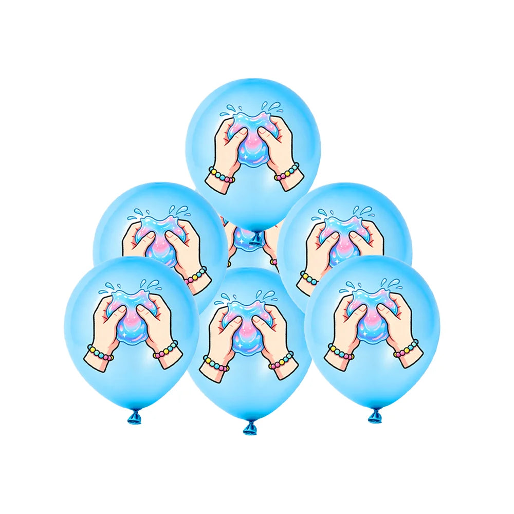 12/24/36pcs Slime Squishy Theme Balloons Cartoon Steamed Bun Dumpling Rainbow for Kids Birthday Baby Shower Party Decorations Good Vibrations