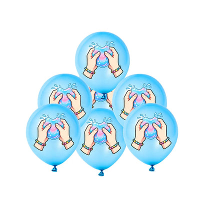 12/24/36pcs Slime Squishy Theme Balloons Cartoon Steamed Bun Dumpling Rainbow for Kids Birthday Baby Shower Party Decorations Good Vibrations