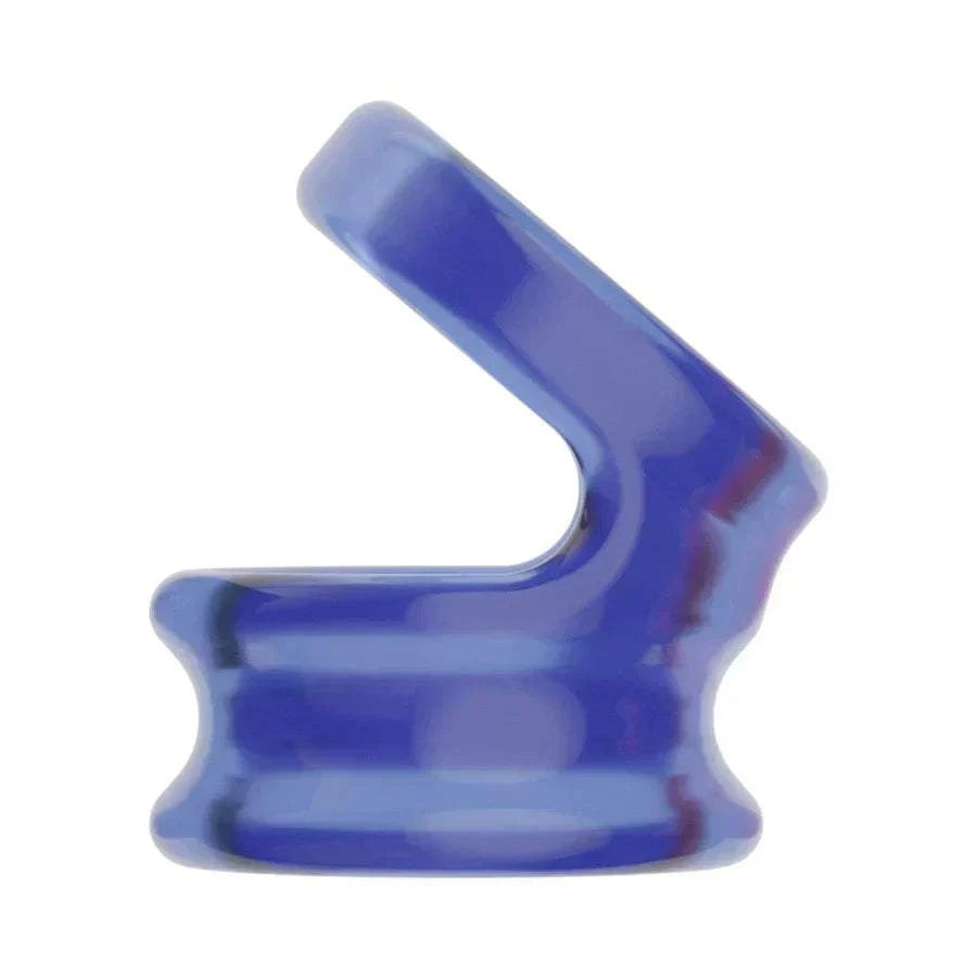 Semen Lock Ring Male Masturbator in blue silicone for delayed ejaculation and enhanced pleasure.