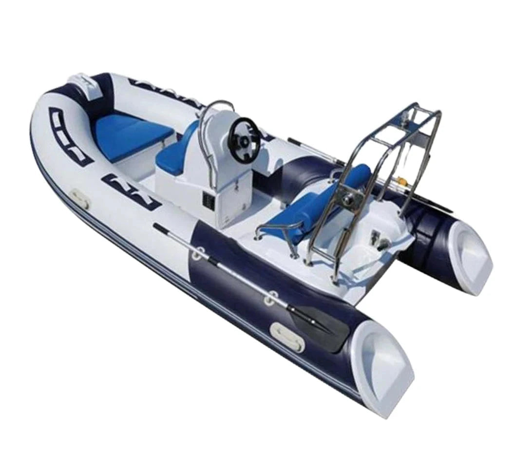 Deep V 16ft Rigid Inflatable 16ft Rib Boat 480 Fiberglass PVC Sport Style Rafting Fishing Boat Lake Outboard Motor Included Good Vibrations
