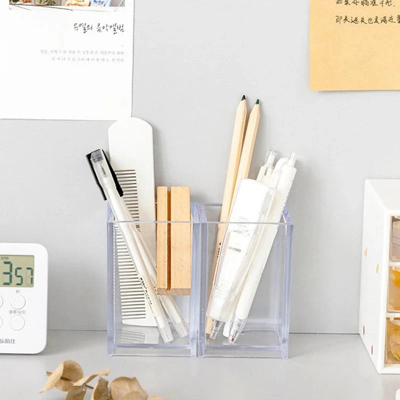 Make Up Organizer Plastic Makeup Brush Pot Storage Acrylic For Cosmetics Holder Desk Cosmetic Storage Container Good Vibrations