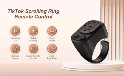 Tiktok Scrolling Ring Tiktok Remote Control Is Suitable for Iphone, iPad Bluetooth Page Turning Ring Roller, Both Camera Shutter, Short Video and Music Remote Control Function, Compatible with Ios and Android Phones Good Vibrations