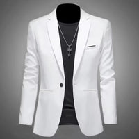 Men's Trendy Leisure Boutique Suit Jacket  Autumn Casual Business Slim Fit Non-ironing Single Button Suit Solid Formal Blouse Good Vibrations