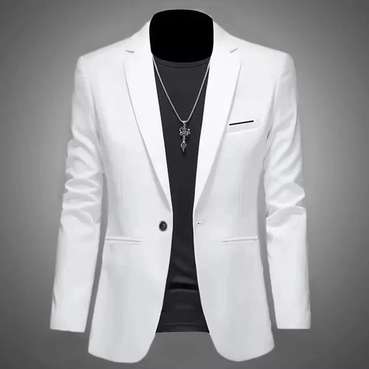 Men's Trendy Leisure Boutique Suit Jacket  Autumn Casual Business Slim Fit Non-ironing Single Button Suit Solid Formal Blouse Good Vibrations
