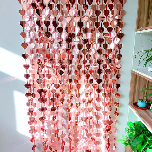 NEW Party Decoration Rain Silk Curtain Love Door Curtain Birthday Party Valentine's Day Wedding Engagement Heart Rain Silk Decor Good Vibrations