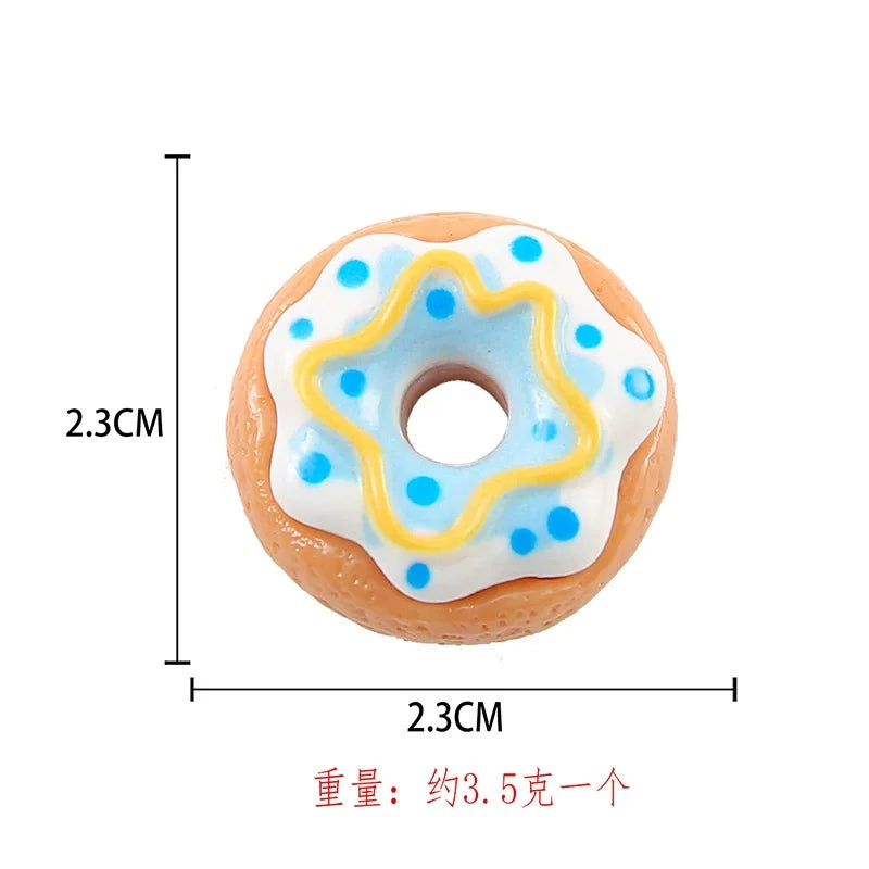 8pcs Kawaii New Cute Mini Donut Flat Back Resin Cabochons Scrapbooking DIY Jewelry Craft Decoration Embellishments Accessories Good Vibrations