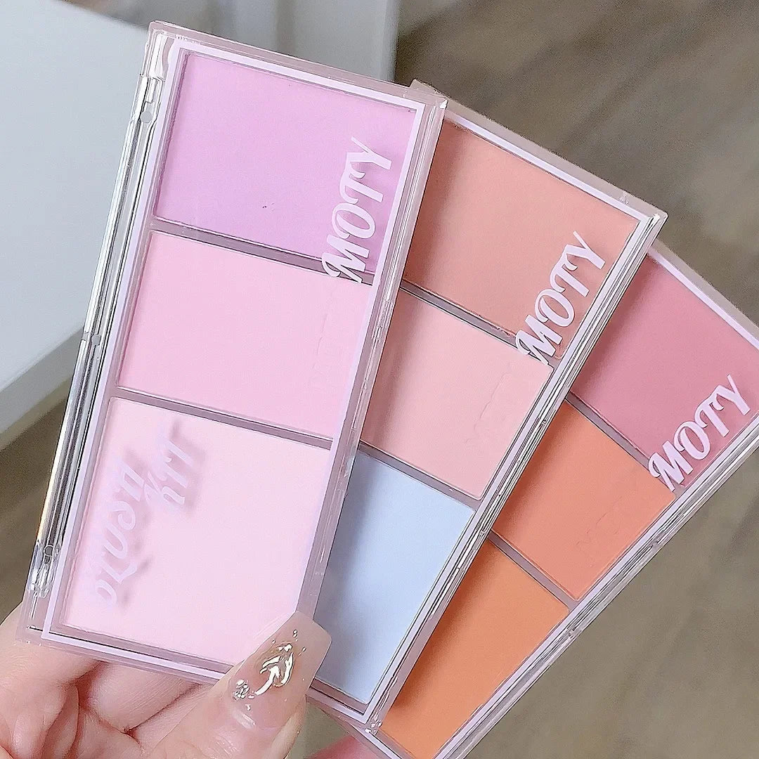 Pink Series 3 Colors Blush Makeup Palette Mashed Potato Texture Matte Cheek Tint Contour Shadow Blusher Cosmetics Rouge Powder Good Vibrations