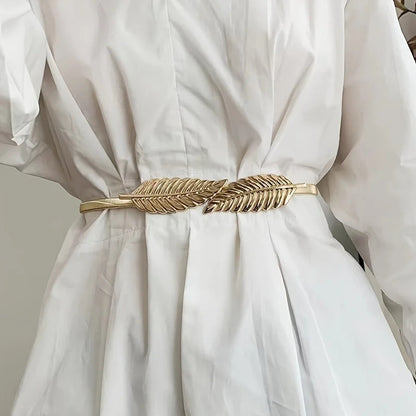 Women Elastic Leaf Waist Belt Waistband For Dress Skirts Jeans Pant Body Chain Belt Good Vibrations