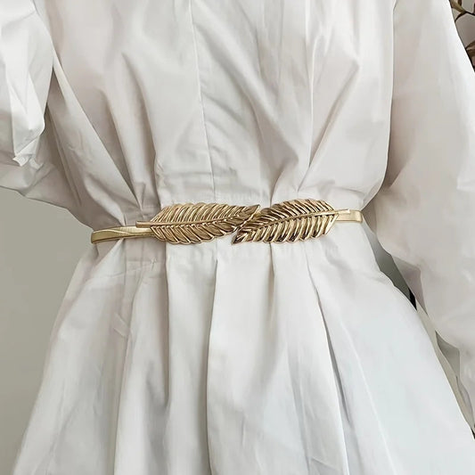 Women Elastic Leaf Waist Belt Waistband For Dress Skirts Jeans Pant Body Chain Belt Good Vibrations