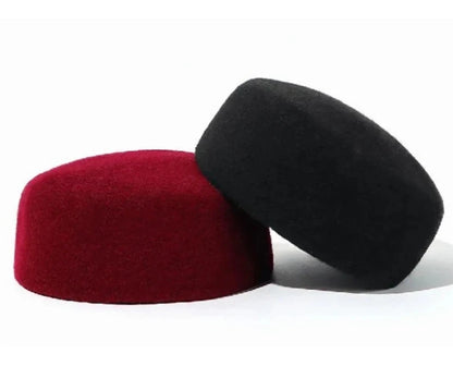 Muslim Hats for Men Red Black Berets Real Wool Elegant Headwear Islamic Hijabs Dancing Party Outdoor Prayer Caps African Hat Good Vibrations