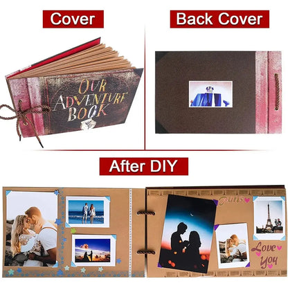 40 Pages DIY Adventure Album Photo Album Handmade Scrapbook Adventure Book Retro Kraft Album Anniversary Wedding Guest Book Good Vibrations