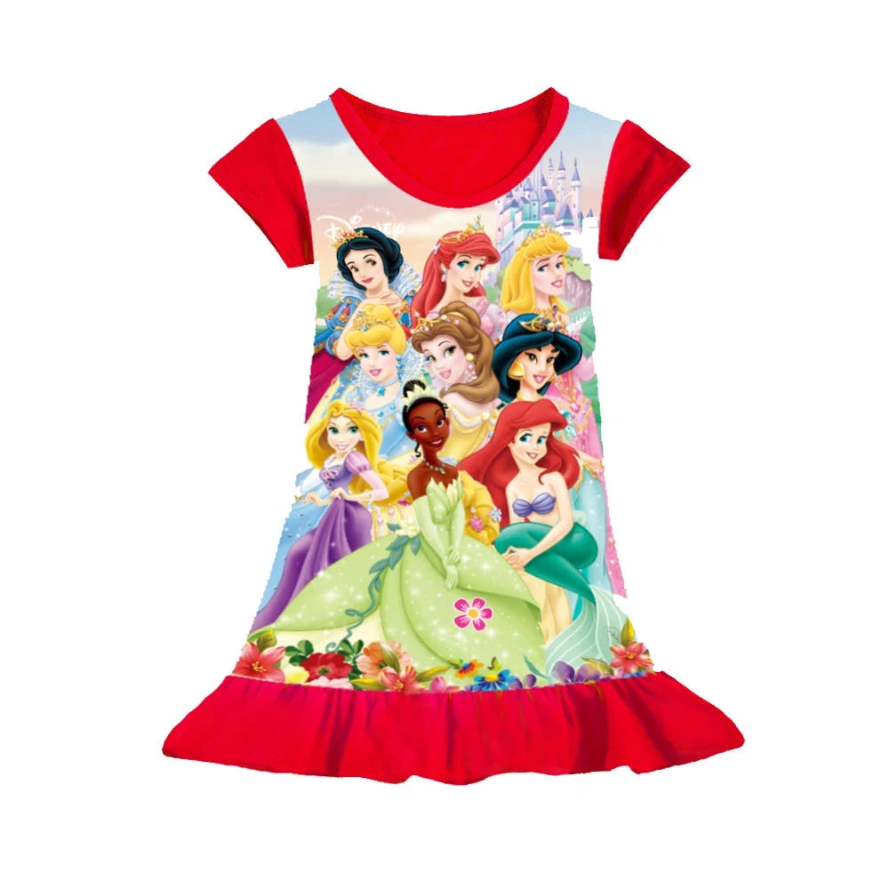 New kids Nightdress Elsa Cartoon Dress Minnie Printing Sleepwear Girls Nightgowns Children Party Dresses Pajamas Girls Dress Good Vibrations