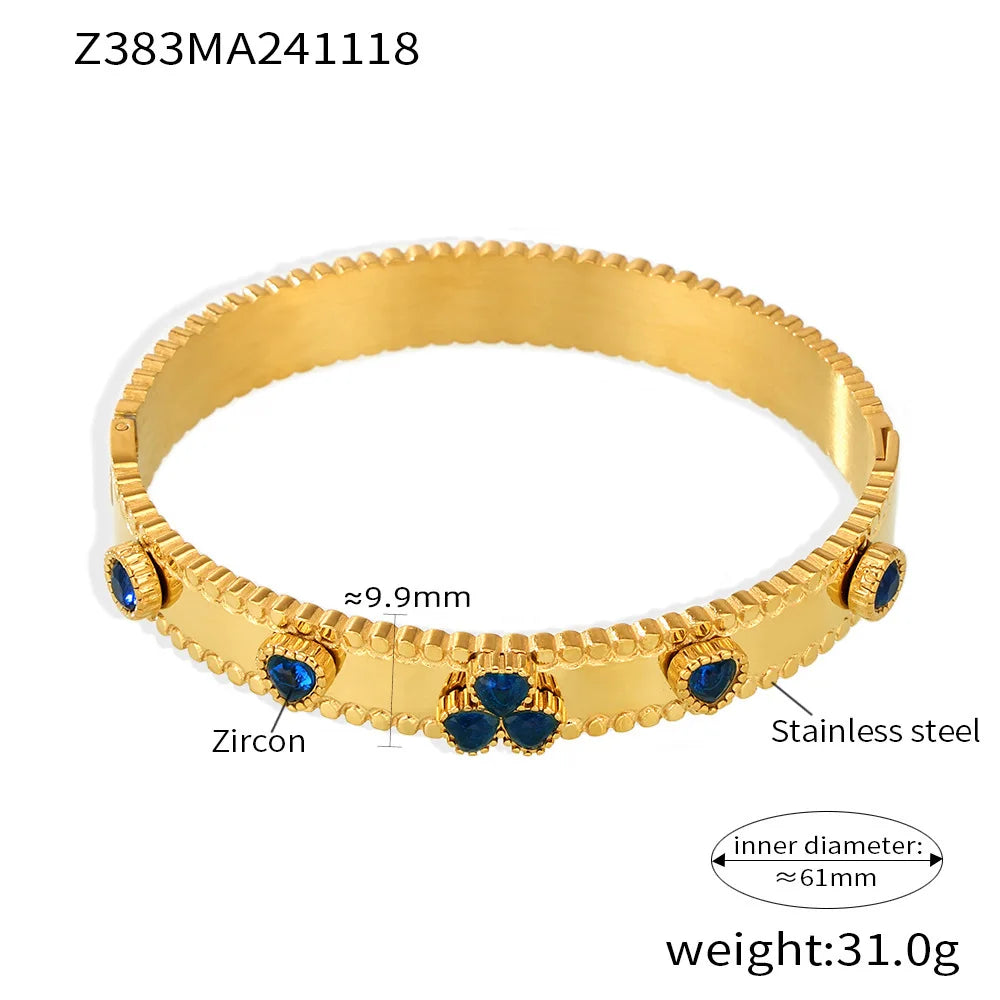 Women's Bracelet Gear Buckle Inlaid with Love Zircon Stainless Steel Fashion Versatile Jewelry Accessories Good Vibrations
